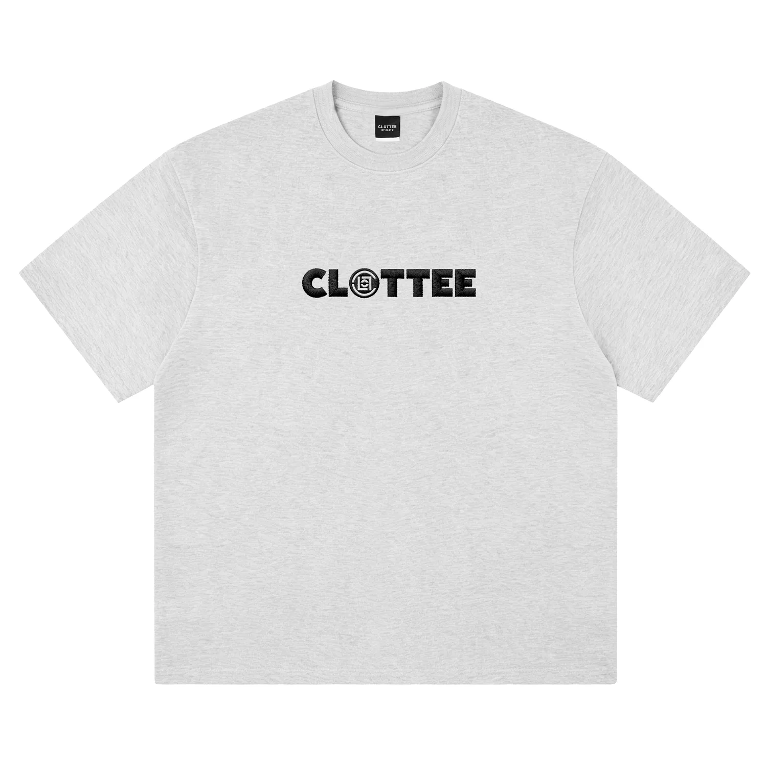 Детская футболка с круглым вырезом, прямого кроя Unisex Crew Neck CLOT, White Heather Gray With Black Embroidery