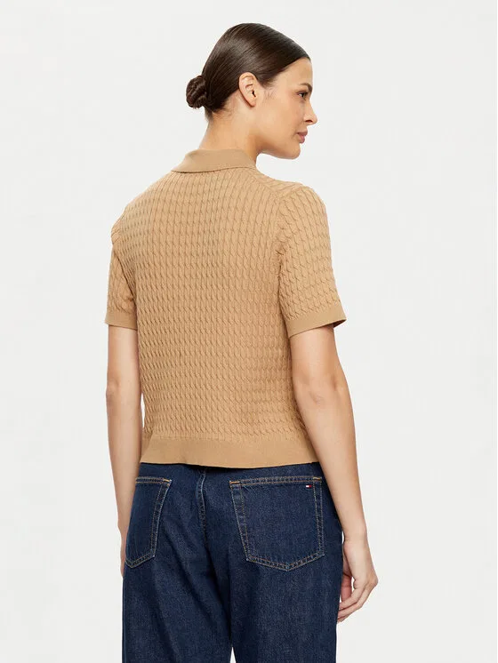 Поло regular fit Tommy Hilfiger, бежевый — фото 3