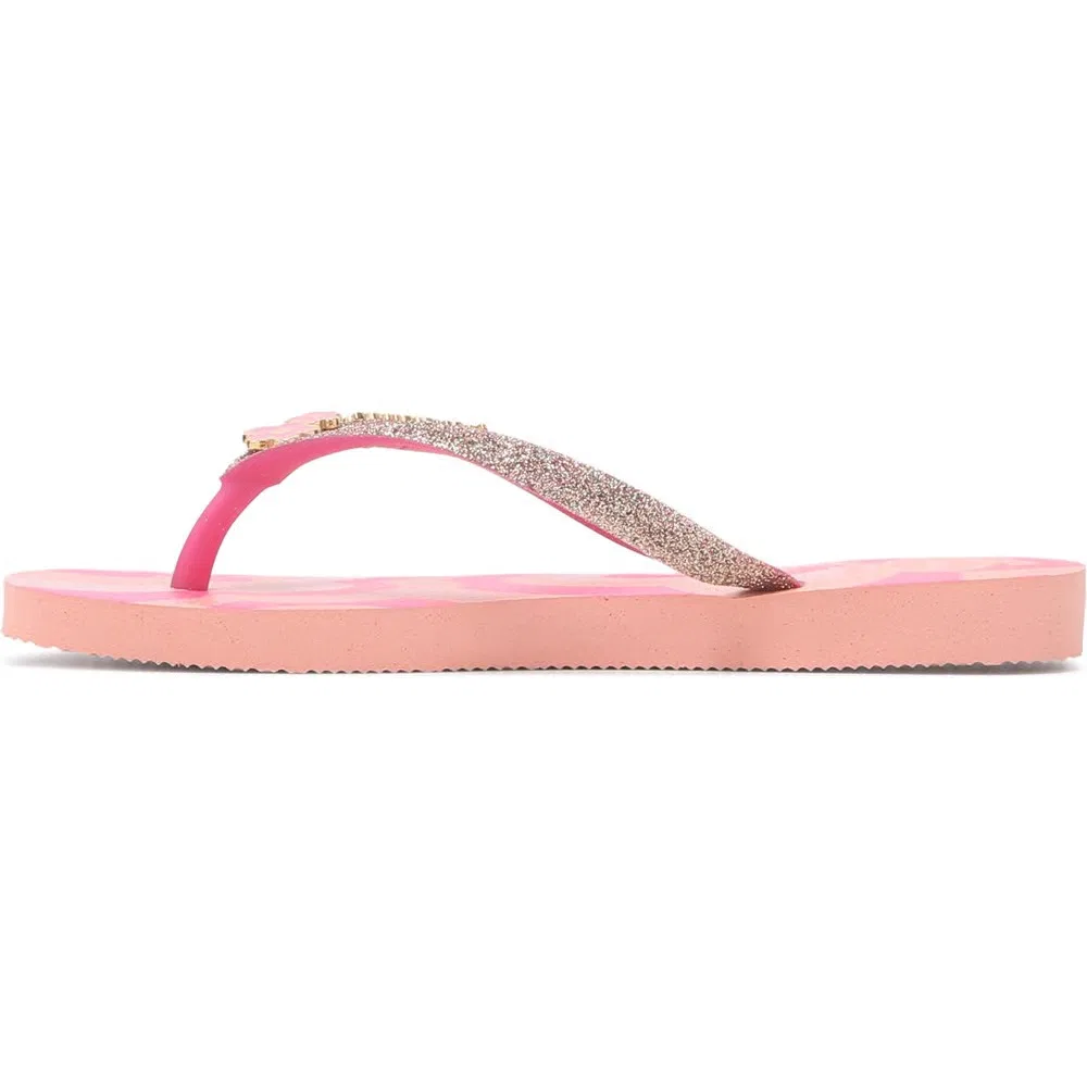 Детские тонкие сандалии-шлепанцы с блестками Havaianas, Pink Glitter — фото 3