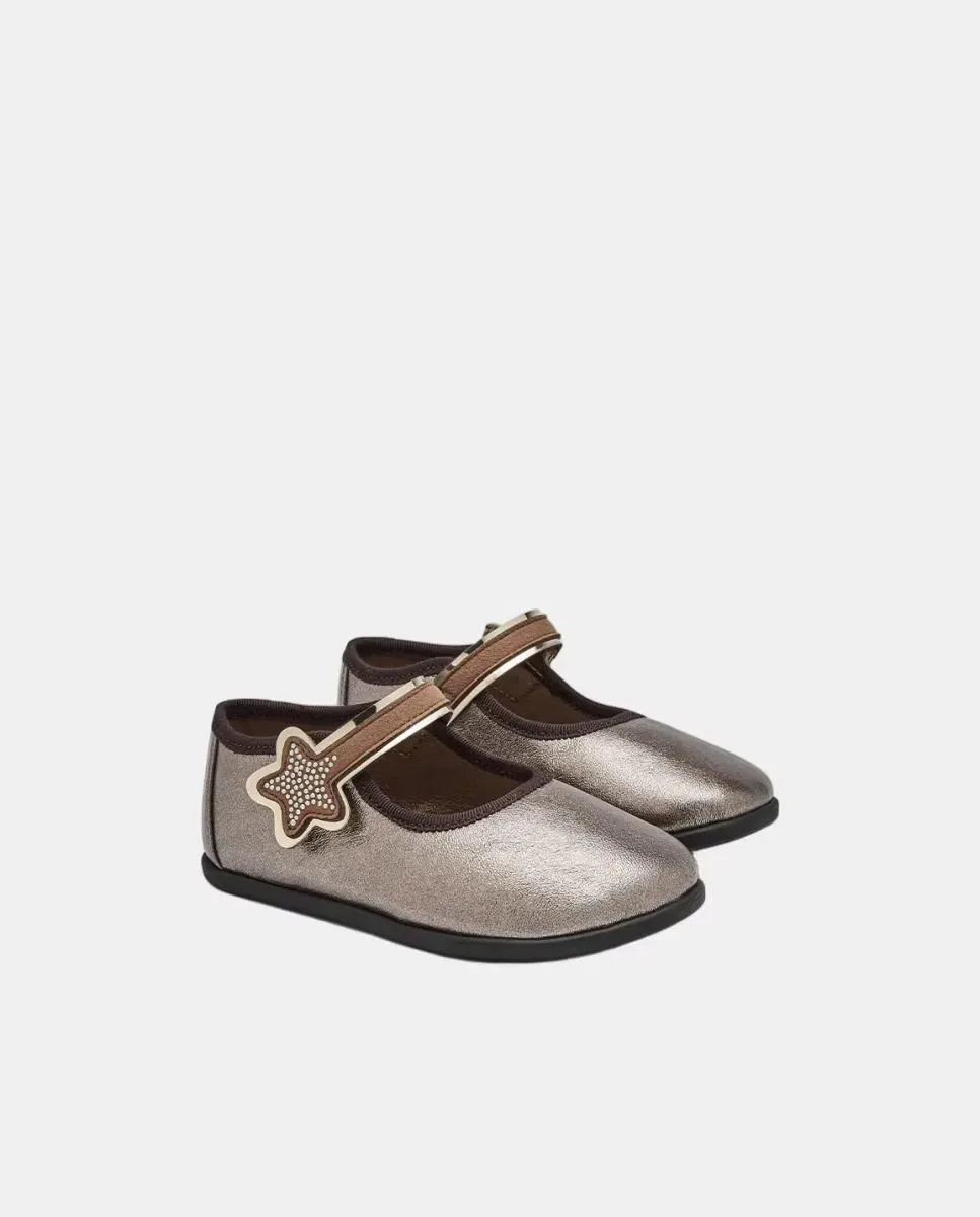 Детские балетки для девочек с принтом Merceditas Barefoot Conguitos, Plata — фото 4