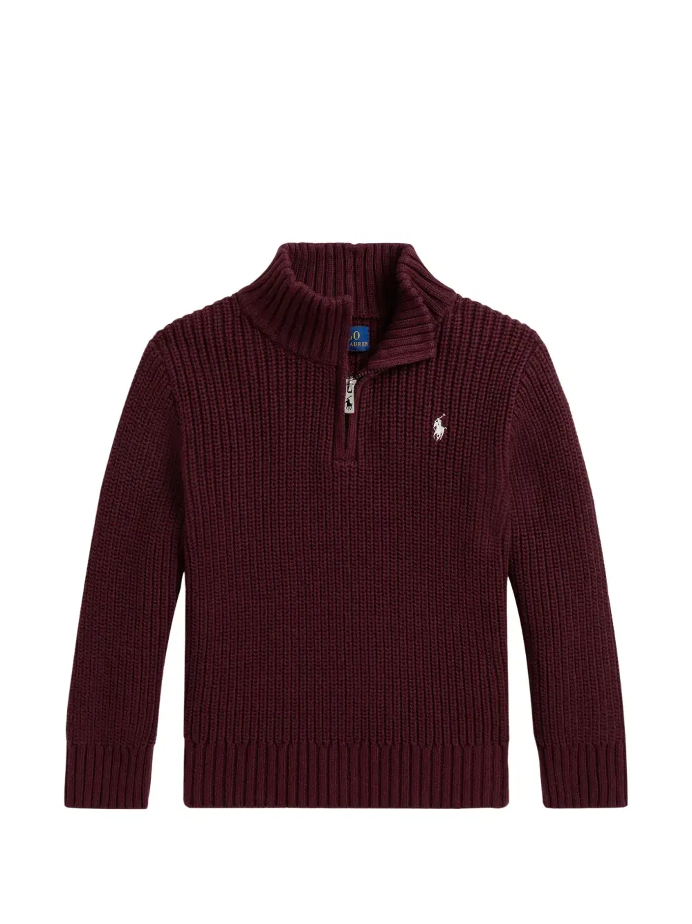 Свитер крупной вязки с воротником на молнии Polo Ralph Lauren Kids, красный