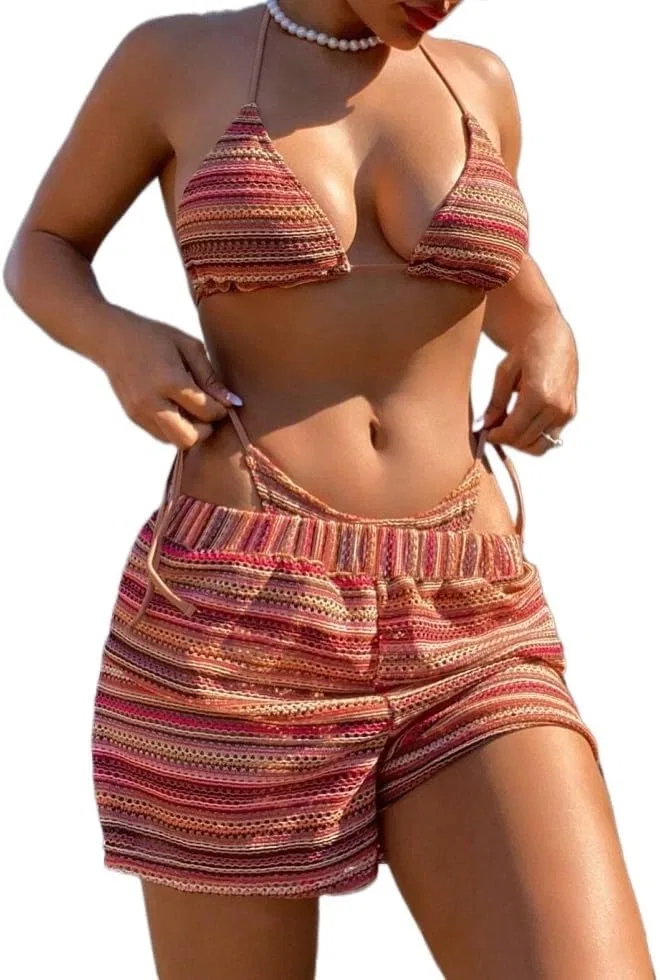 Женский бикини-комплект с вырезами Crochet Knit, Multicolor