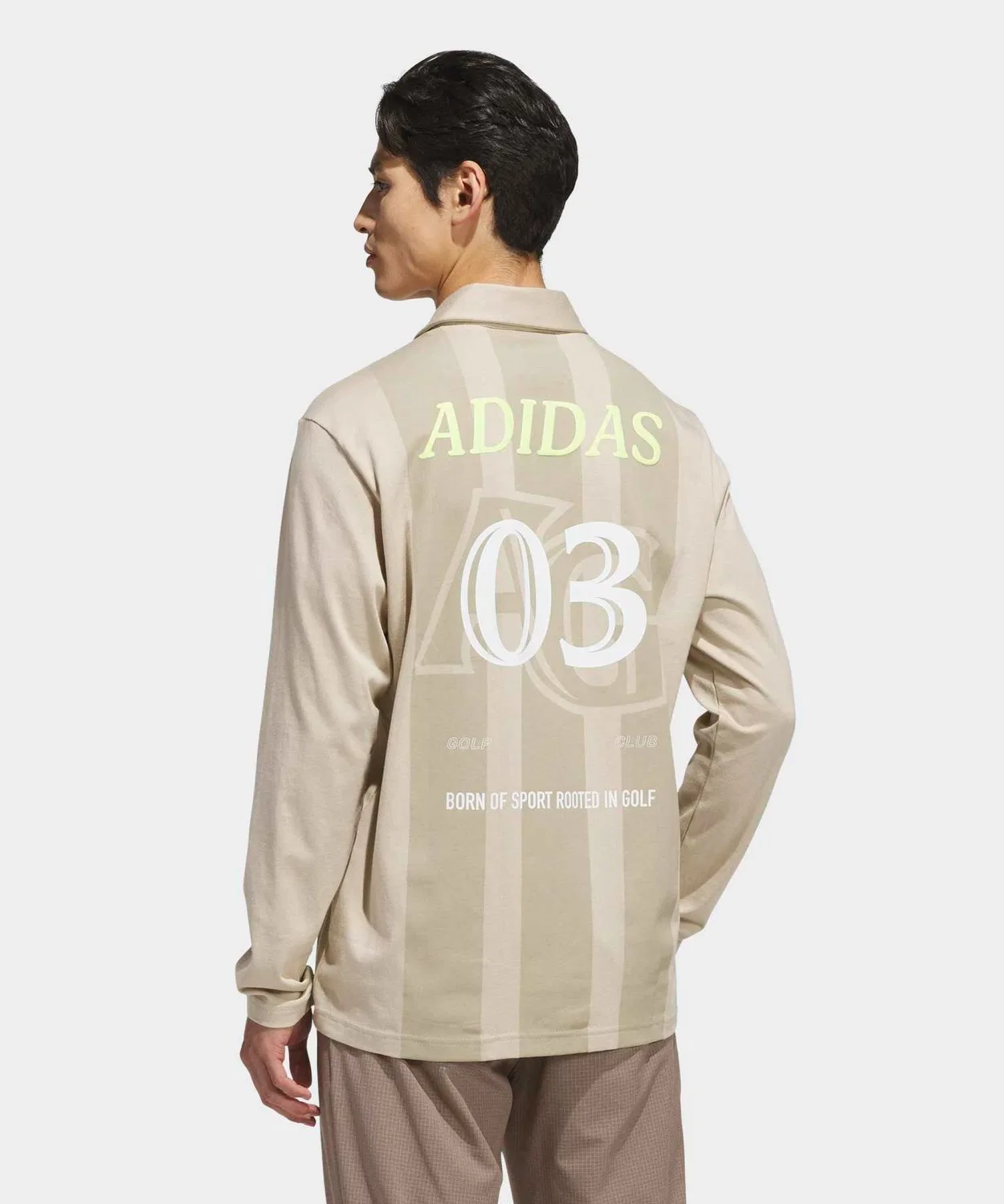 Мужская футболка-поло с длинным рукавомс принтом Adidas, Beige — фото 2