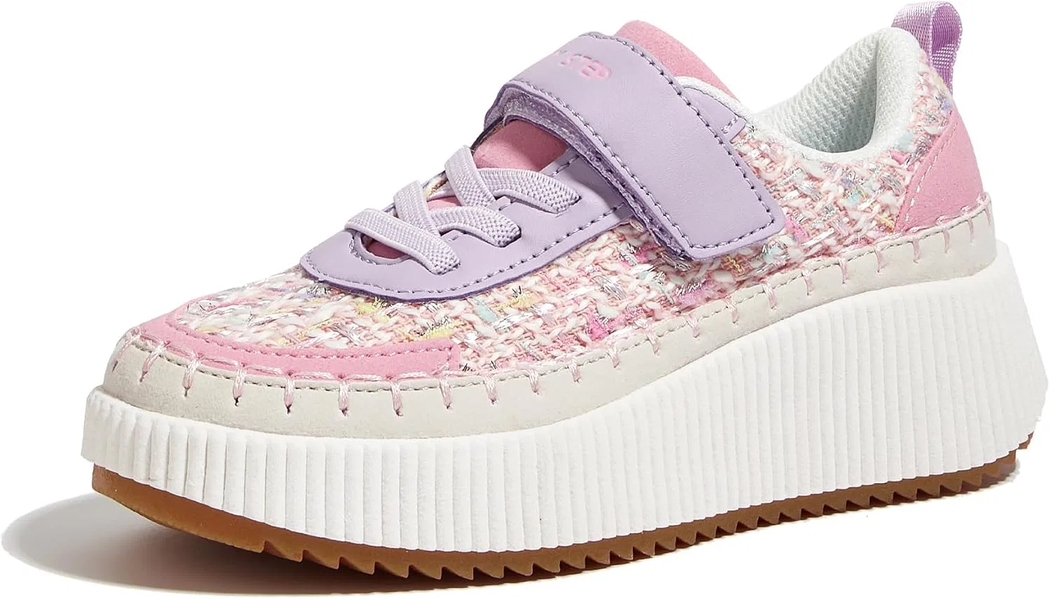 Детские кроссовки для девочек с блестками LUCKY STEP, Pink/Purple Knit