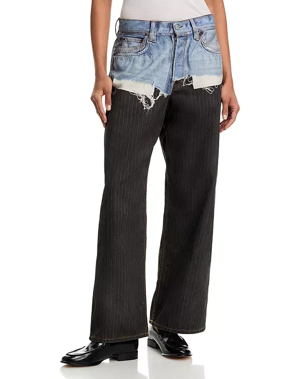 Женские джинсы с принтом обманка 1981 Trompe-L'Œil Acne Studios, Blue/Black