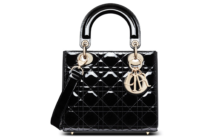 DIOR Женская сумка из лаковой кожи Кожаная женская сумка через плечо кроссбоди маленькая черная — фото 2