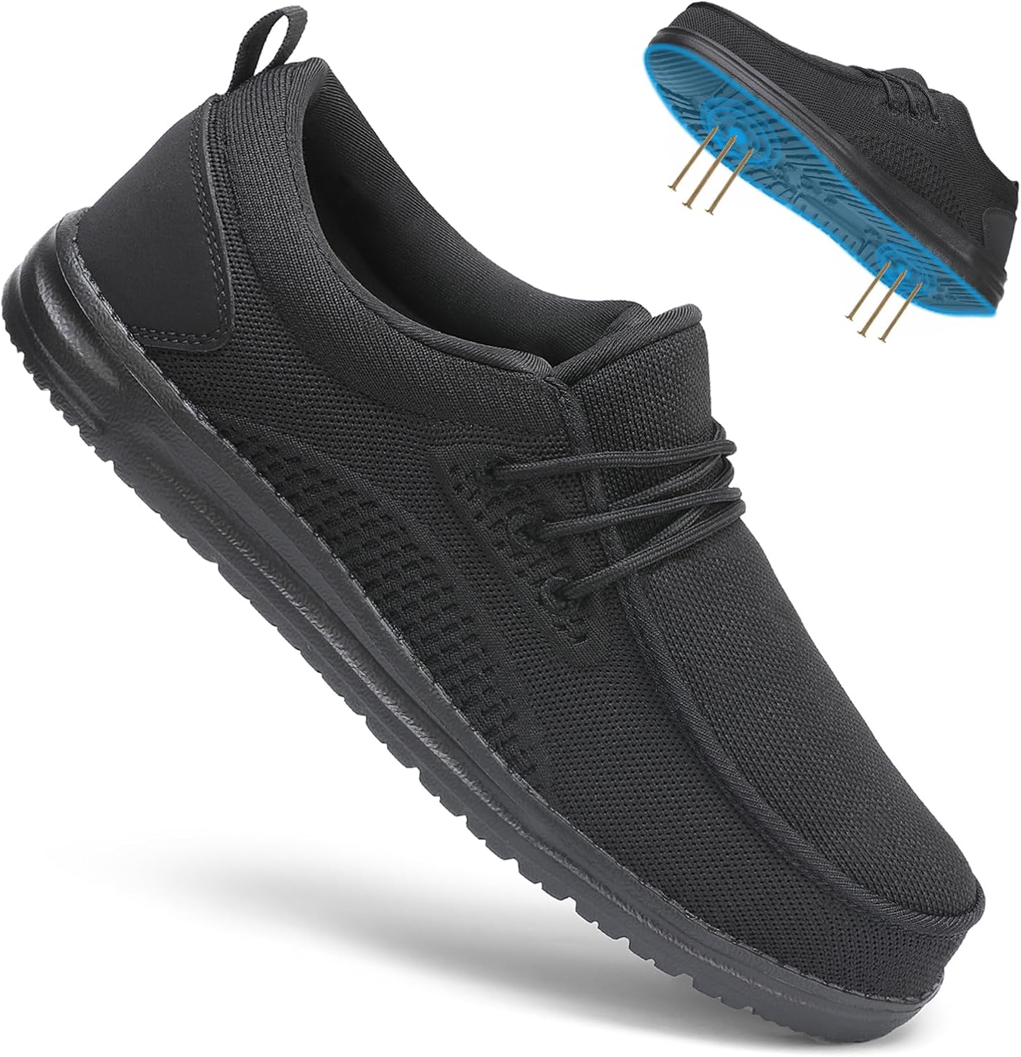 

Мужские слипоны с защищенным стальным носком VikoViren, противоскользящие, проколоустойчивые, неразрушимые, легкие, комфортные строительные кроссовки, черный