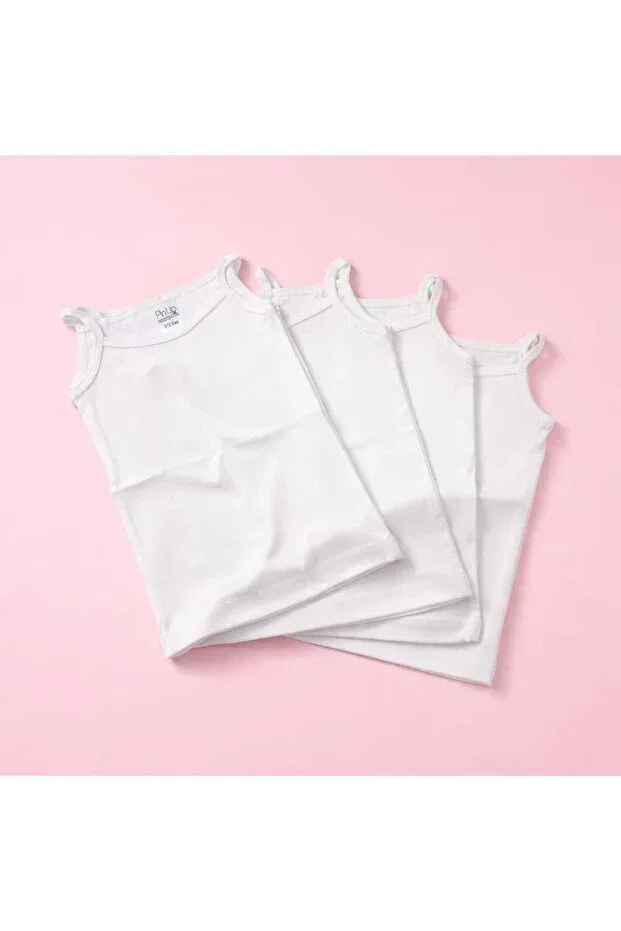 Детская хлопковое майка для девочек комплект из 4 штук Butik, White