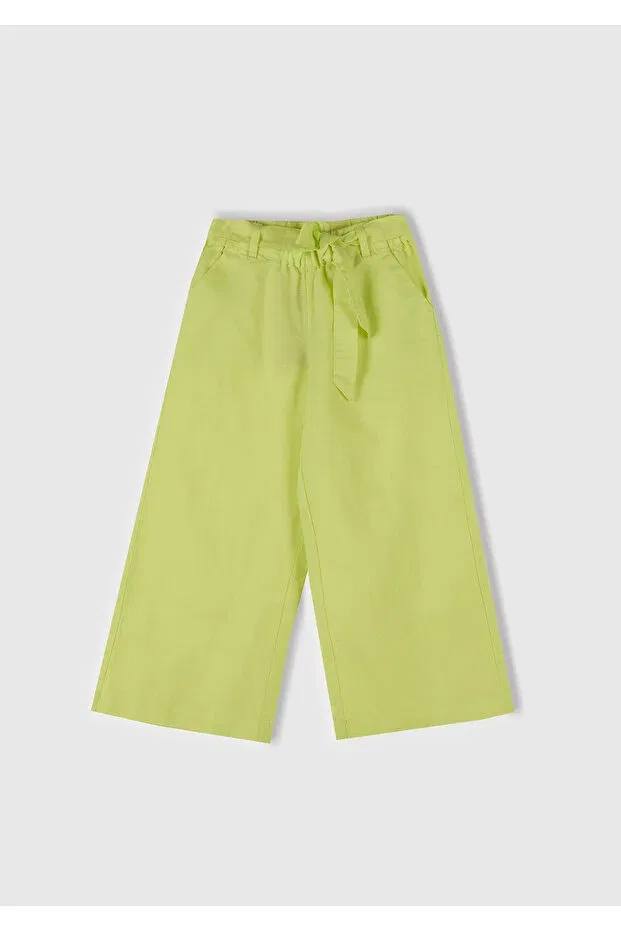 Детские брюки для девочек широкие линолевые с поясом United Colors Of Benetton, Yellow