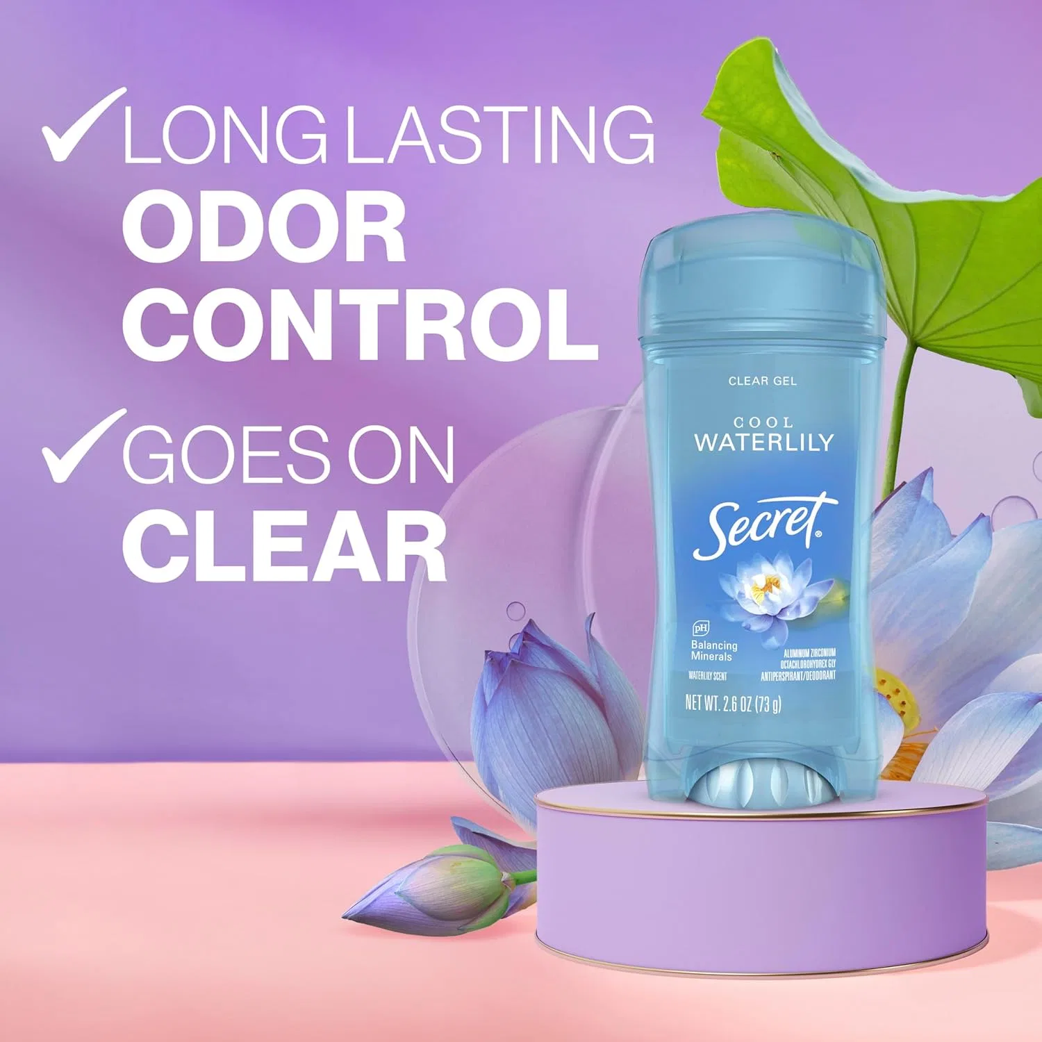 Антиперспирант-дезодорант Clear Gel Secret, 2.6 oz, Waterlily — фото 2