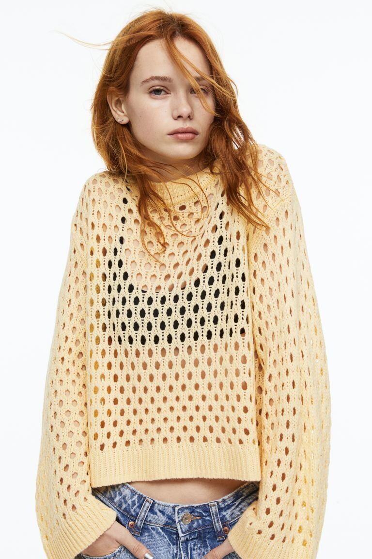 

Ажурный свитер H&M, светло-желтого, Желтый, Ажурный свитер H&M, светло-желтого