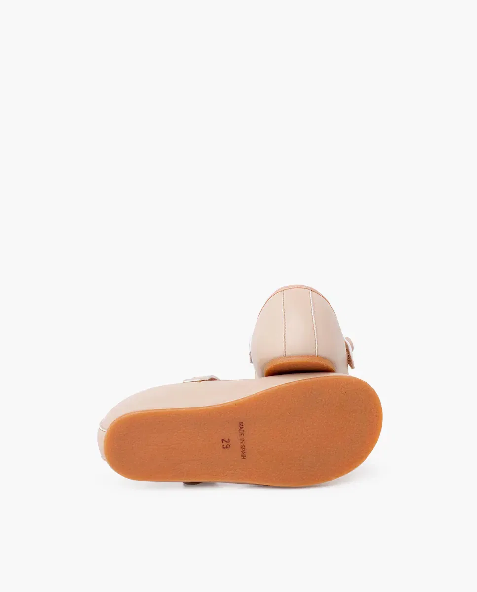 Детские балетки для девочек на липучке Merceditas de niña comunión barefoot tira adherente Pisamonas, Beige — фото 3