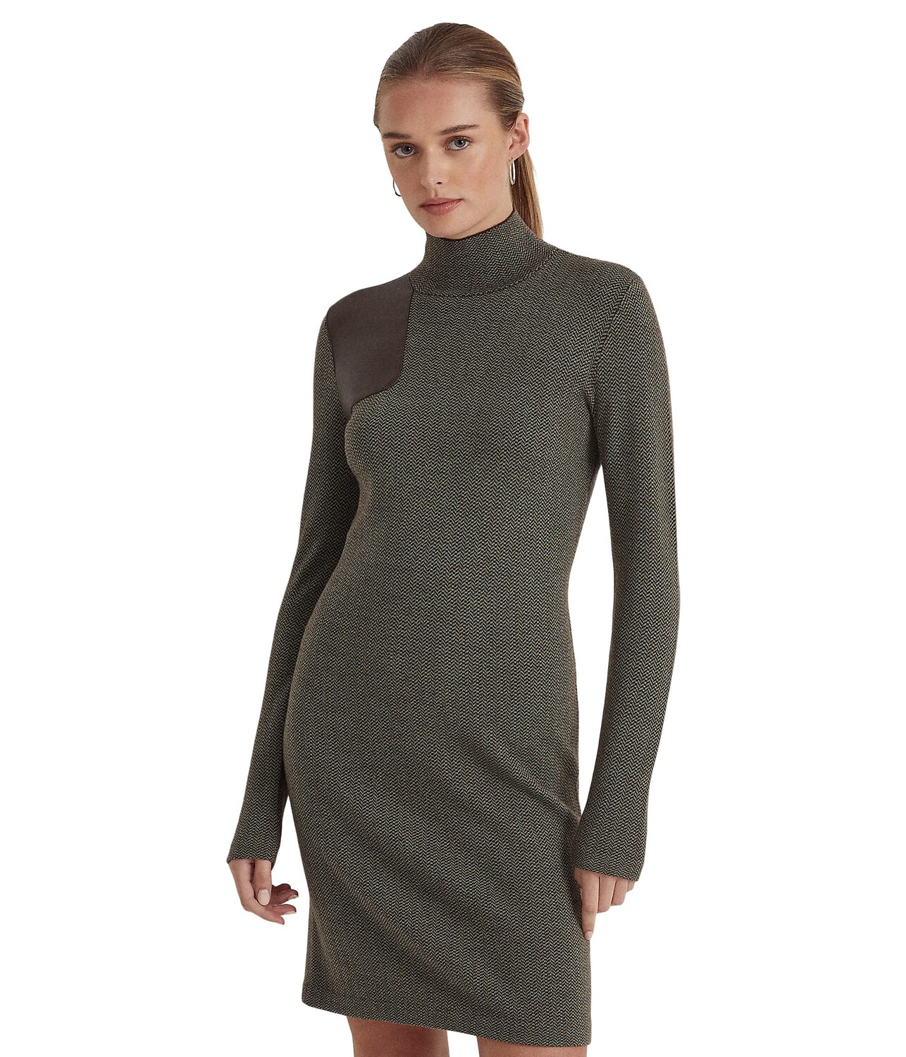 

Платье LAUREN Ralph Lauren, Faux Leather Trim Merino Wool Sweaterdress
