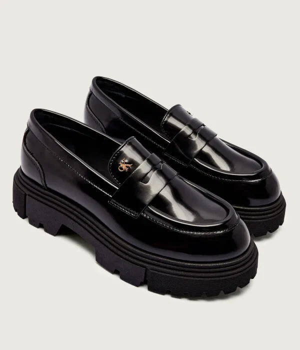 Детские лоферы для девочки из экокожи Loafer Calvin Klein Jeans, черный — фото 3