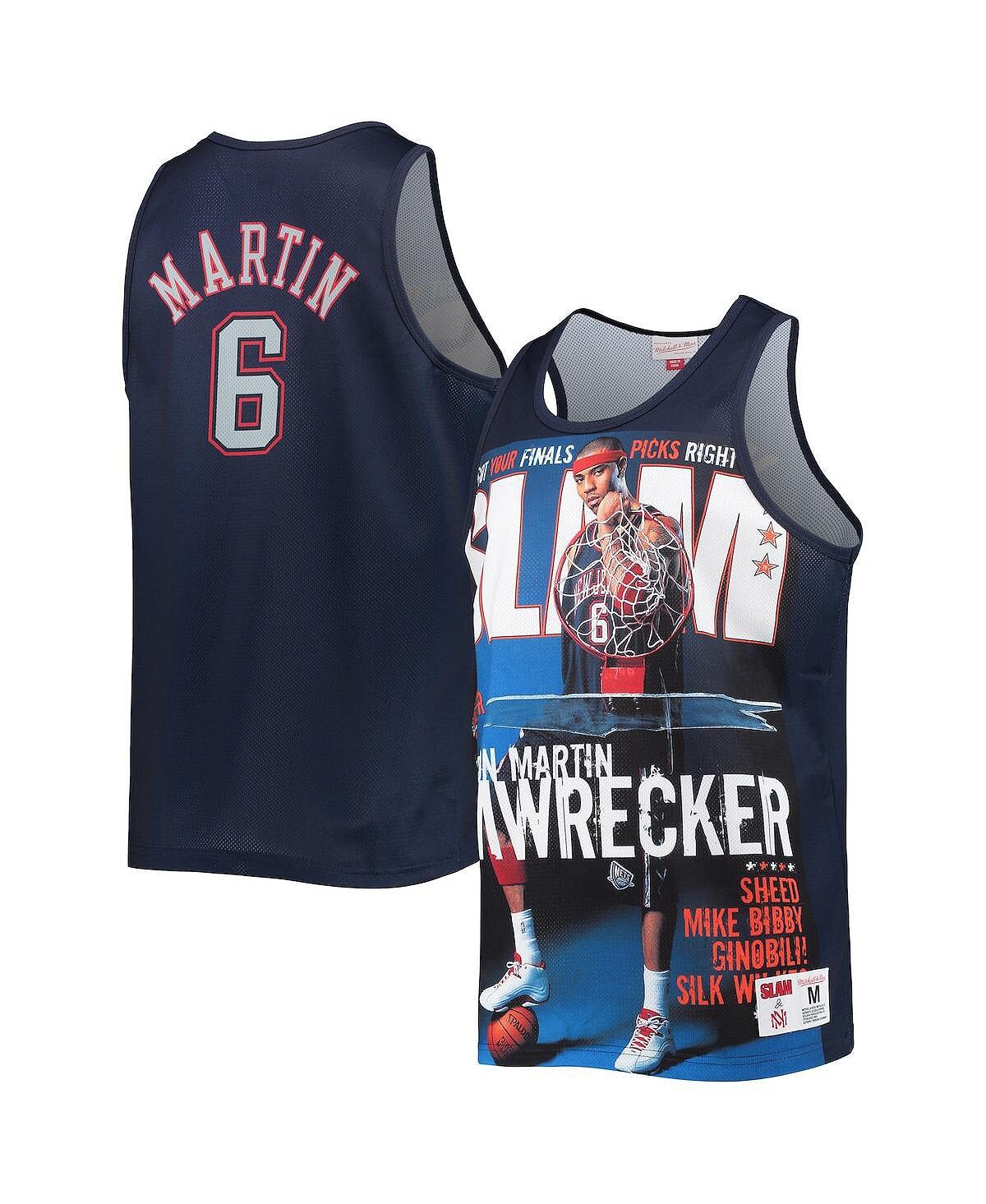 

Мужская майка kenyon martin navy new jersey nets slam player Mitchell & Ness, синий