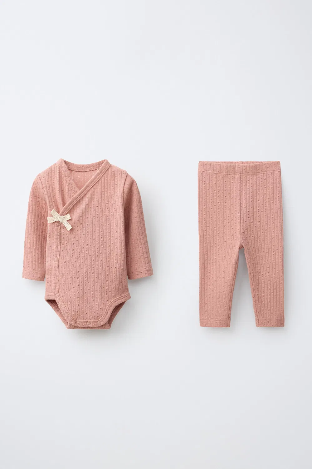 Комплект из боди с ажурным узором и леггинсов ZARA, Brick