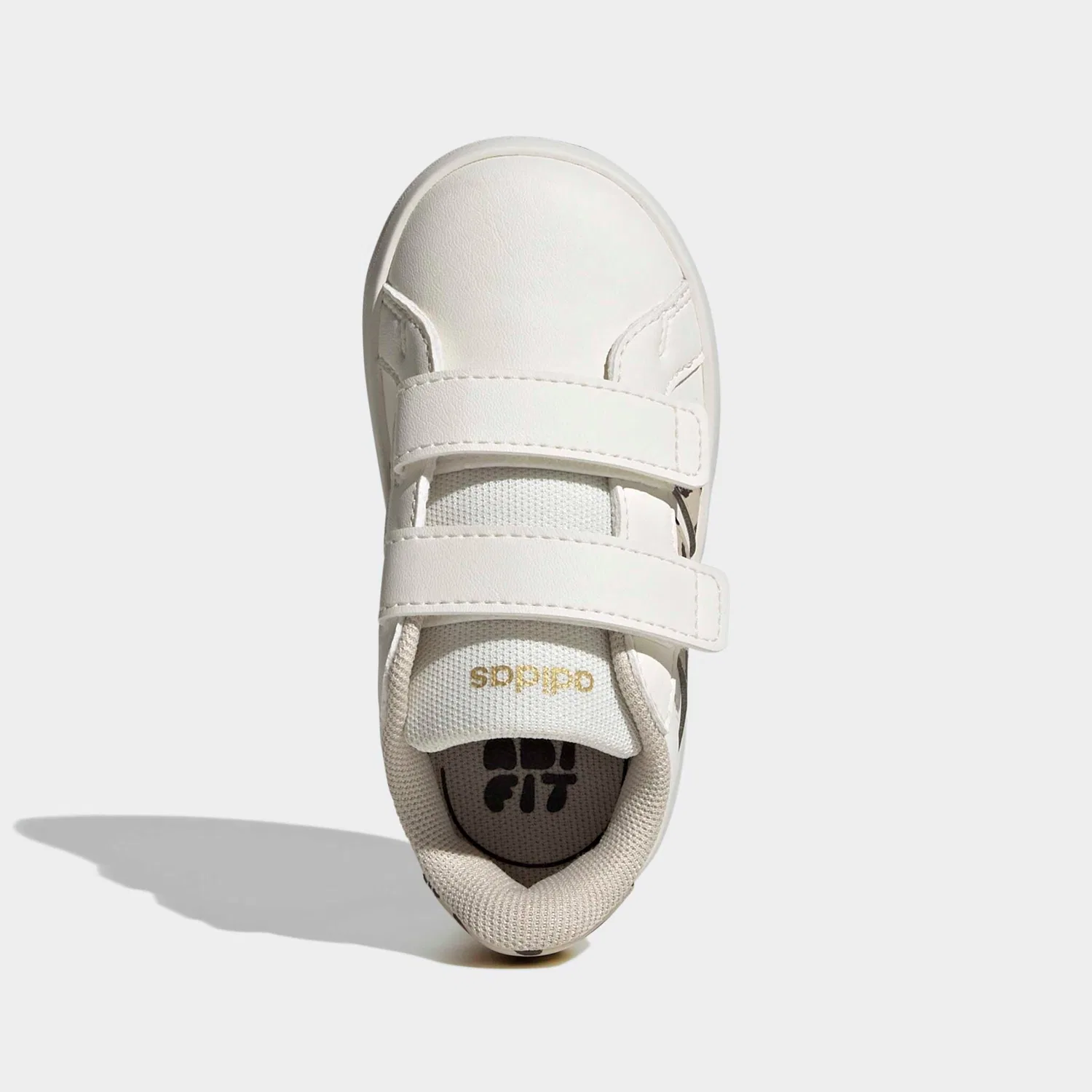 Детские кроссовки на липучках Grand Court 3.0 Adidas Sportswear, White/Crystal Linen/Aurora Coffee — фото 4