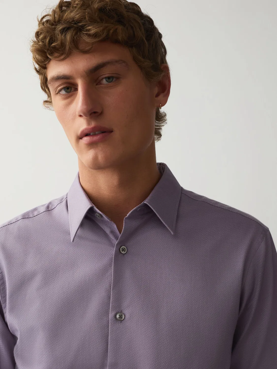 Рубашка с текстурой, slim fit Next, сиреневый — фото 4