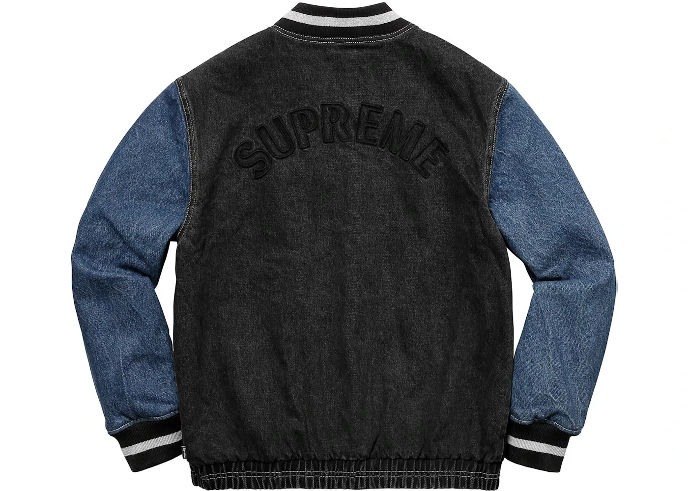 Мужская джинсовая куртка-бомбер с длинным рукавом Supreme Jacket, Black — фото 3