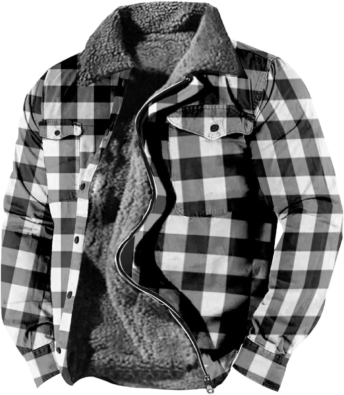 Мужская фланелевая куртка с флисовой подкладкой, модель Buffalo Plaid Western, чёрный