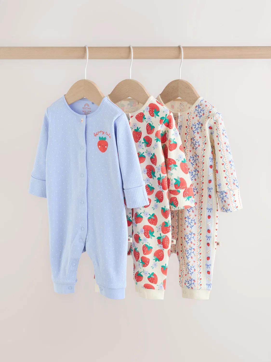 Комбинезон для сна Strawberry, 3 шт Next, голубой