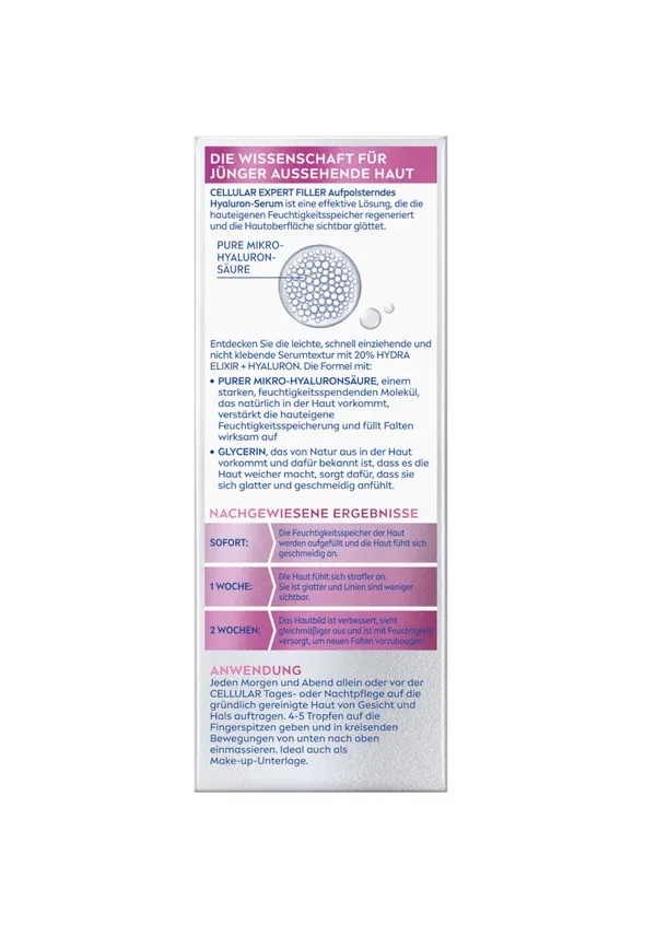 Сыворотка с гиалуроновой кислотой Cellular expert filler hyaluron replumping serum + cellular expert lift 3-zonen lift serum, Nivea 60 мл — фото 3