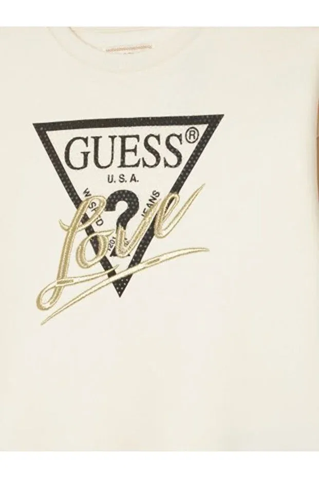 Детские свитшот для девочек с длинным рукавом Guess, White — фото 3