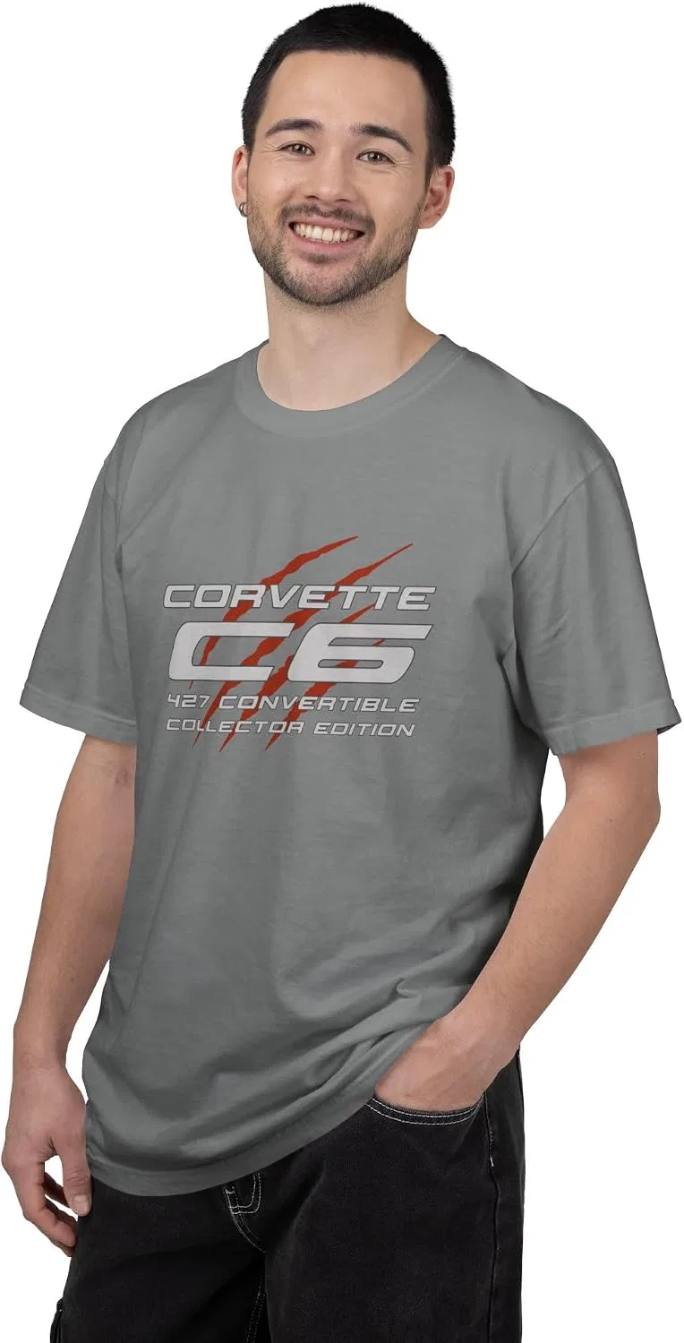 Женская футболка с принтом Premium C6 Racing Logo, серый — фото 2
