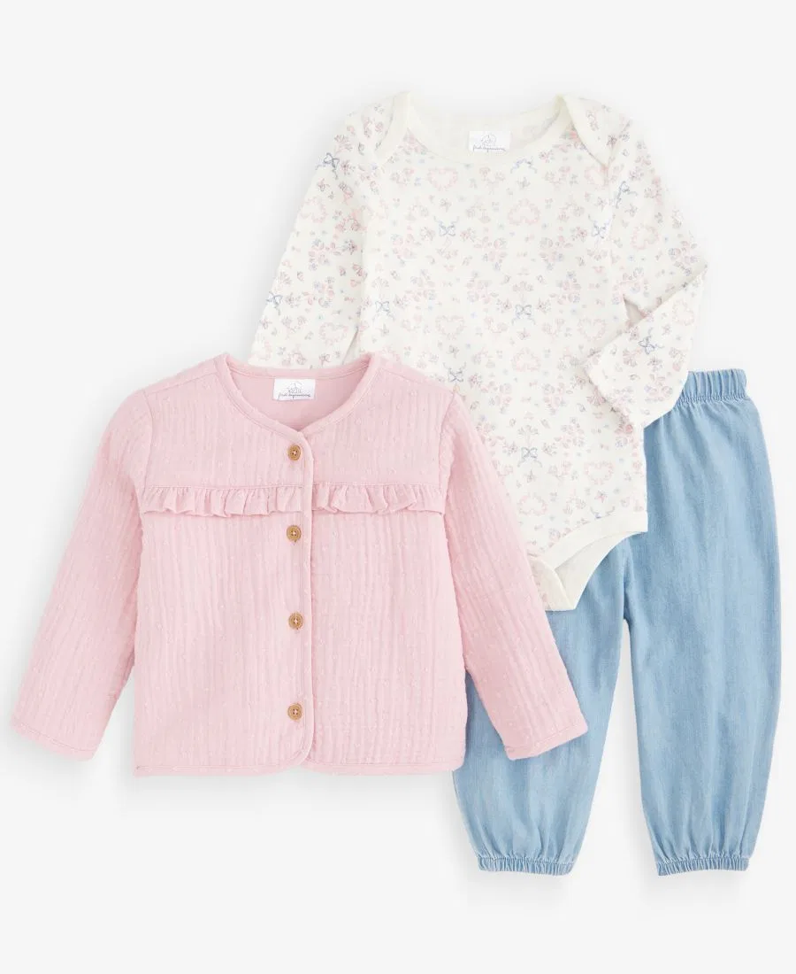 Комплект из 3 предметов: жакет, боди и брюки First Impressions, Delicate Ivory
