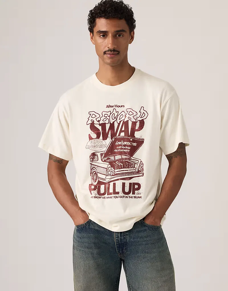Футболка Levi's Graphic винтажного кроя, бежевый — фото 4