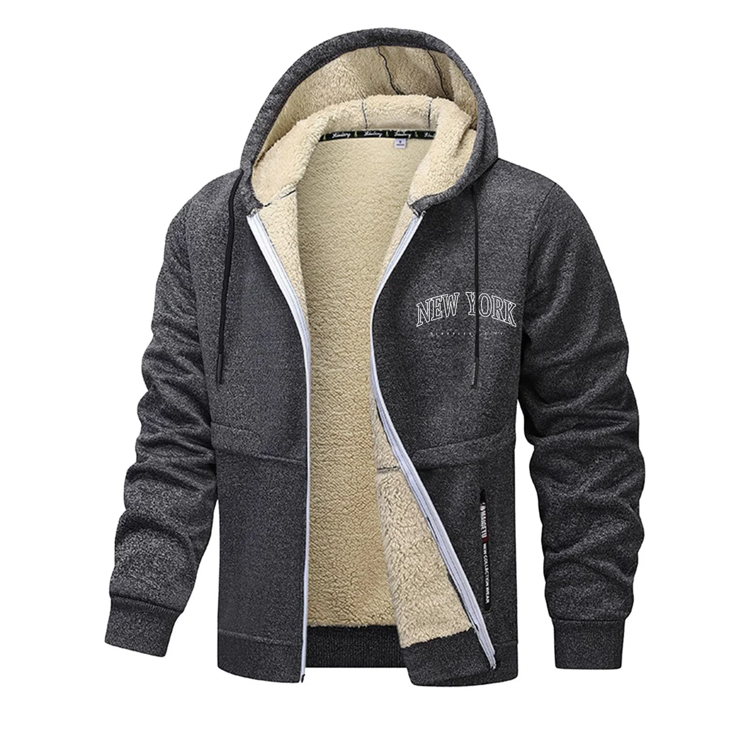 Мужская куртка из флиса с принтом Letter Print, 2-grey