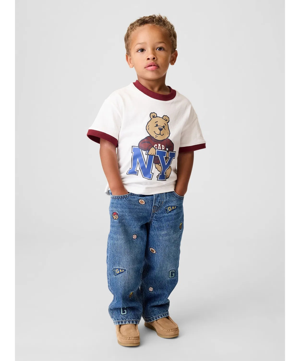 Детские джинсы свободного кроя с вышивкой GAP, Indigo Blue
