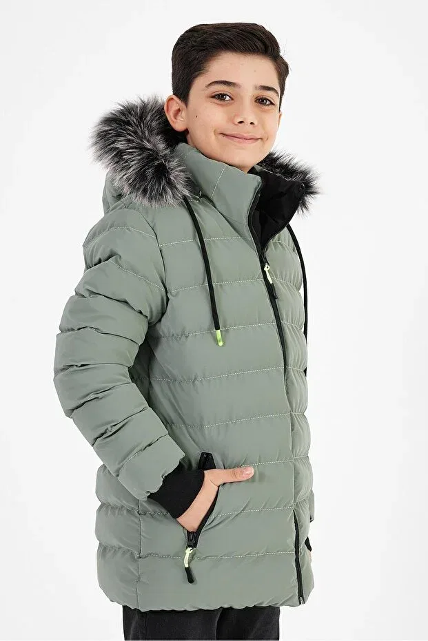 Детское пальто для девочек с капюшоном Basics Sivaist, Light Green — фото 4