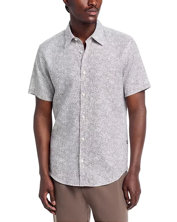 Мужская рубашка с коротким рукавом Roan Slim Fit Boss, темно-коричневый