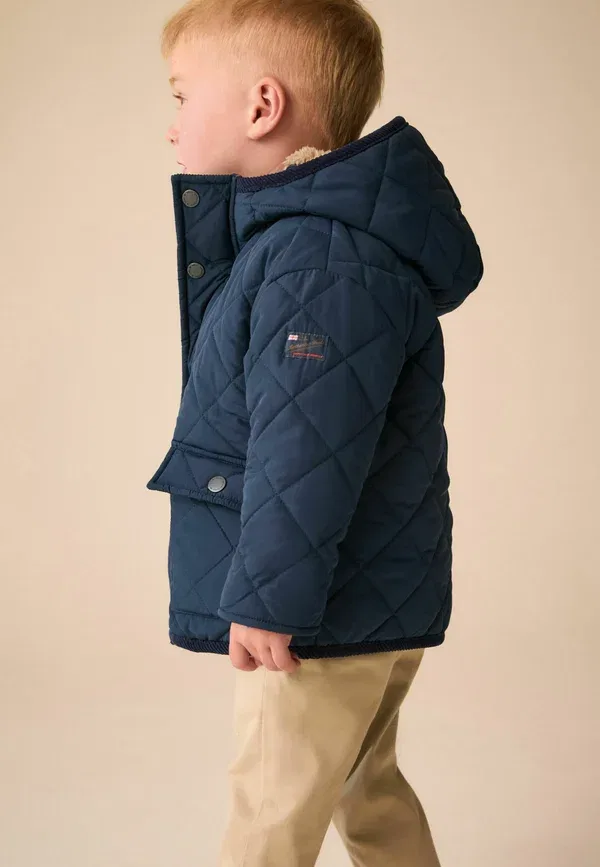 Пальто с капюшоном Regular fit - quilted borg lined coat Next, темно-синий — фото 4