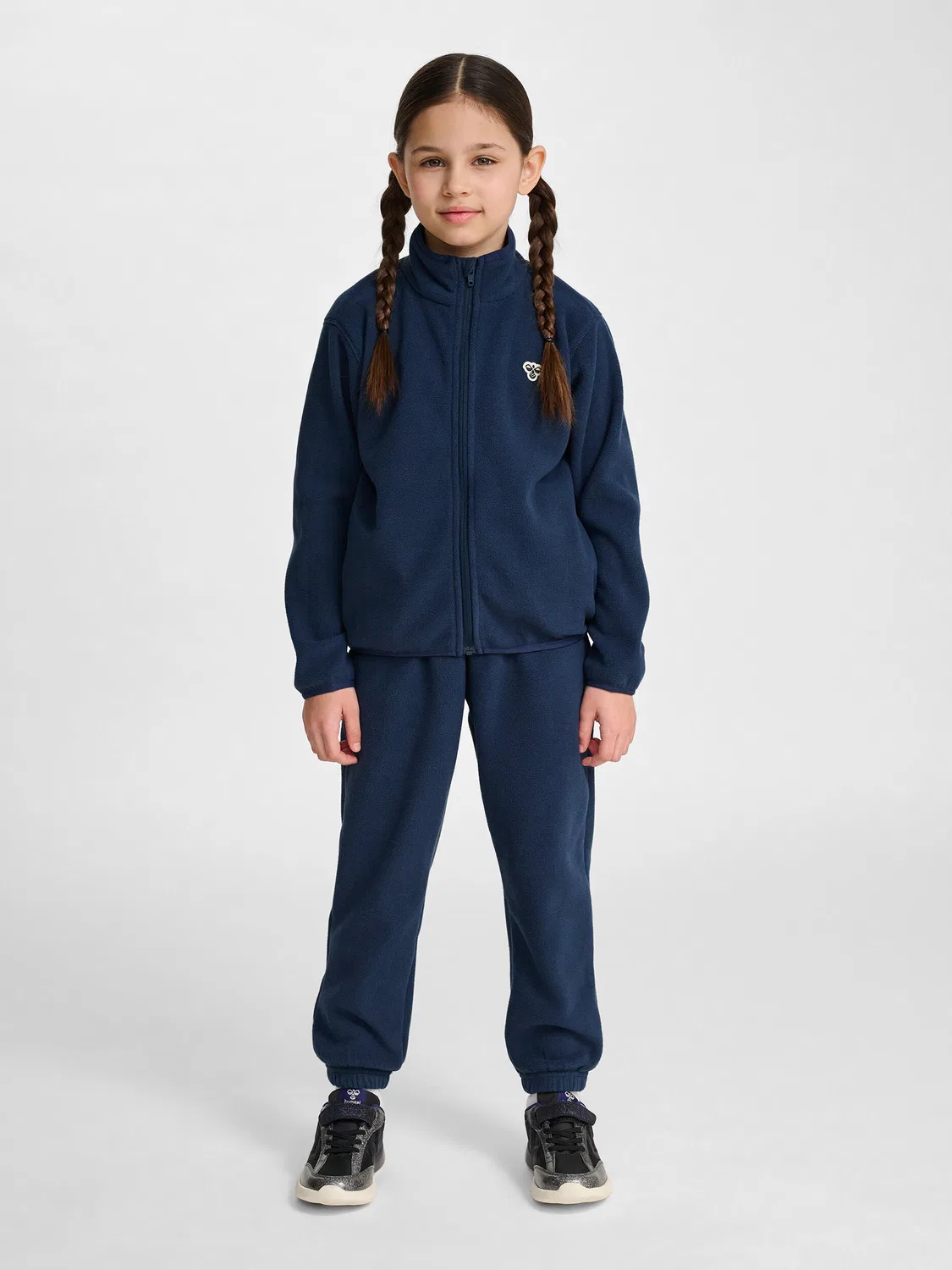 Детская флисовая куртка с молнией Hmljr Fleece Zip Jacket Bee Hummel, BLAU Navyblau Gletscherblau — фото 4