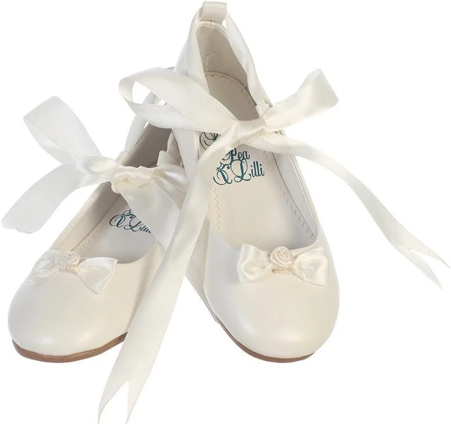 Детские балетки с атласной лентой Ballerina Style Flats iGirlDress, Ivory