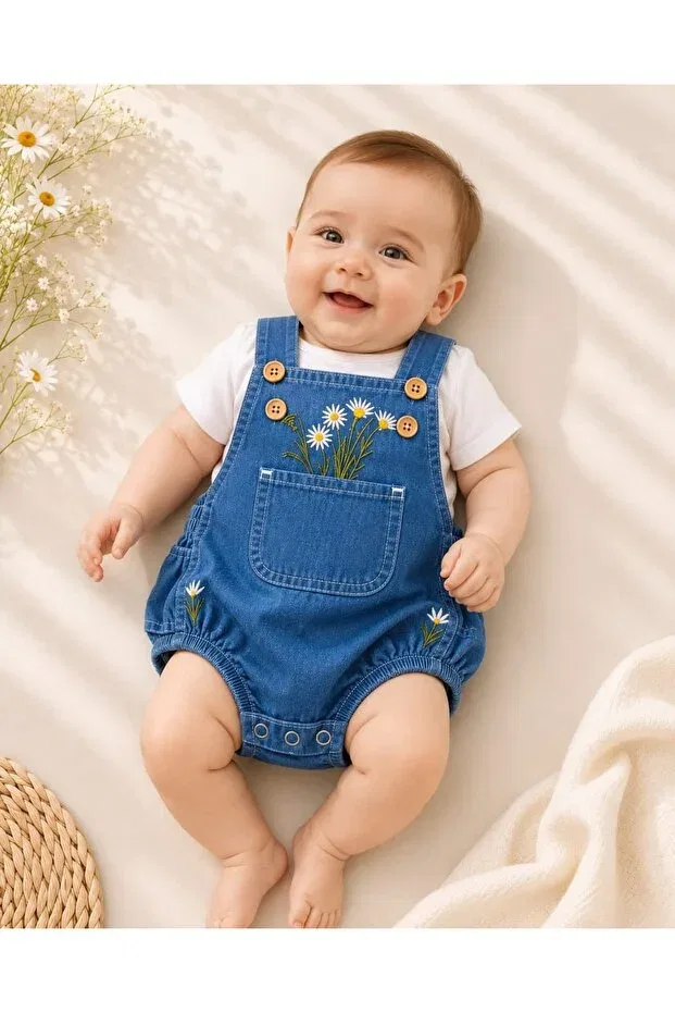 Детский комбинезон для девочек с вышивкой Gubi Kids, Blue