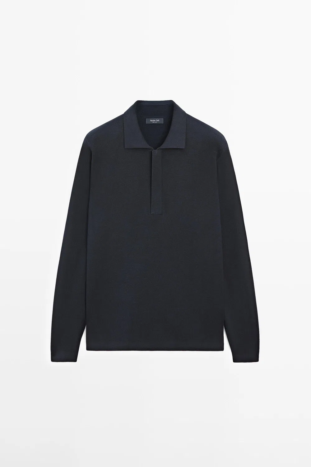 Свитер-поло Massimo Dutti Cotton Blend Zip-Up Knit, темно-синий — фото 2
