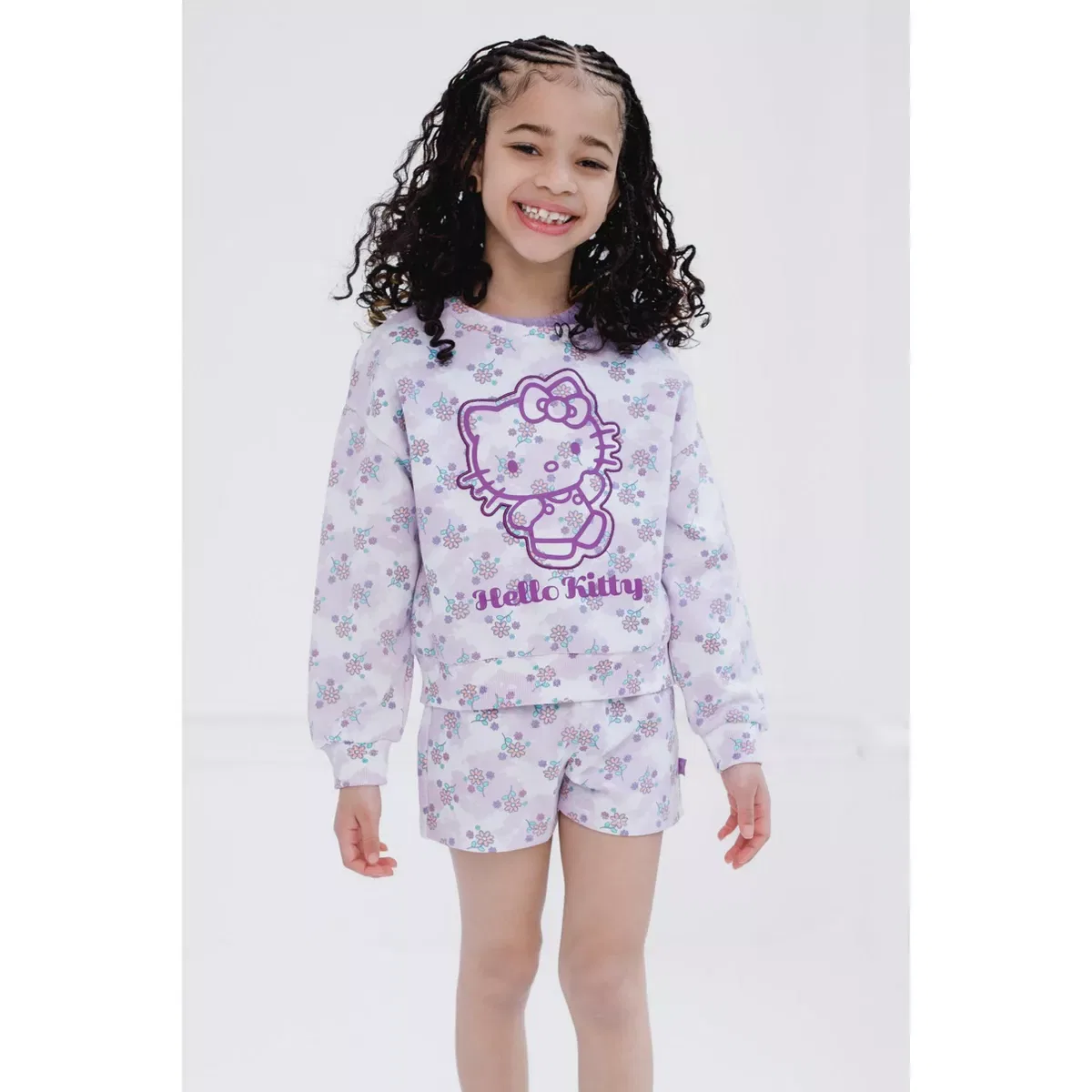 Детский комплект из свитшота, футболки и шорт для мальчиков Hello Kitty, Purple Mauve — фото 2