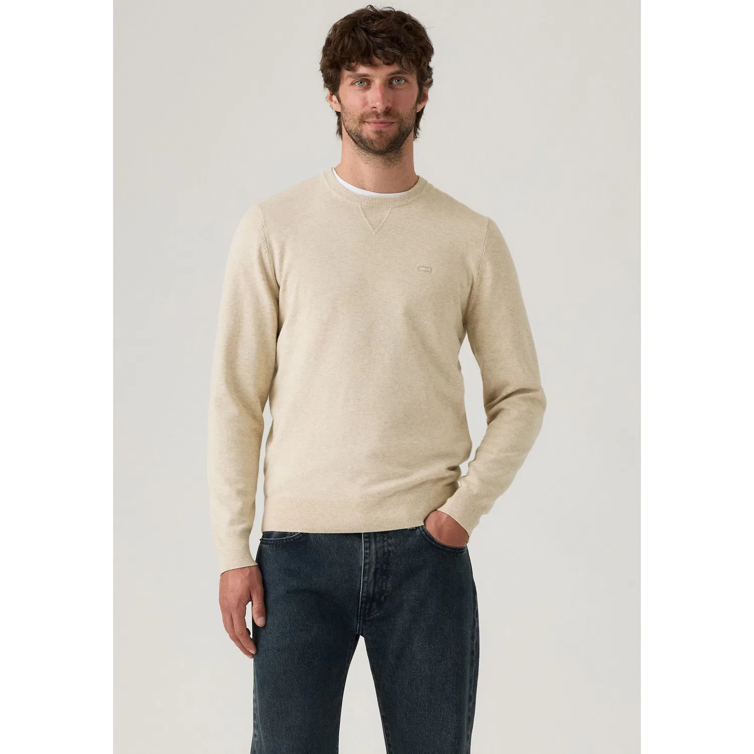 Мужской джемпер с круглым вырезом Lightweight HM Sweater Levi's, White Peppercorn