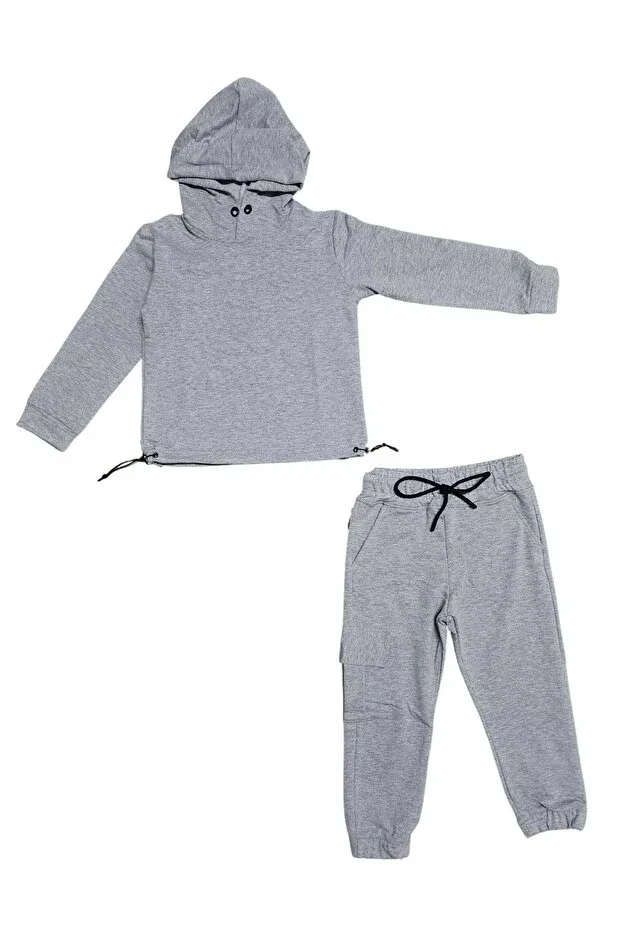 Детский спортивный комплект из футера с капюшоном и карманами Mnk Baby&Kids, Gray