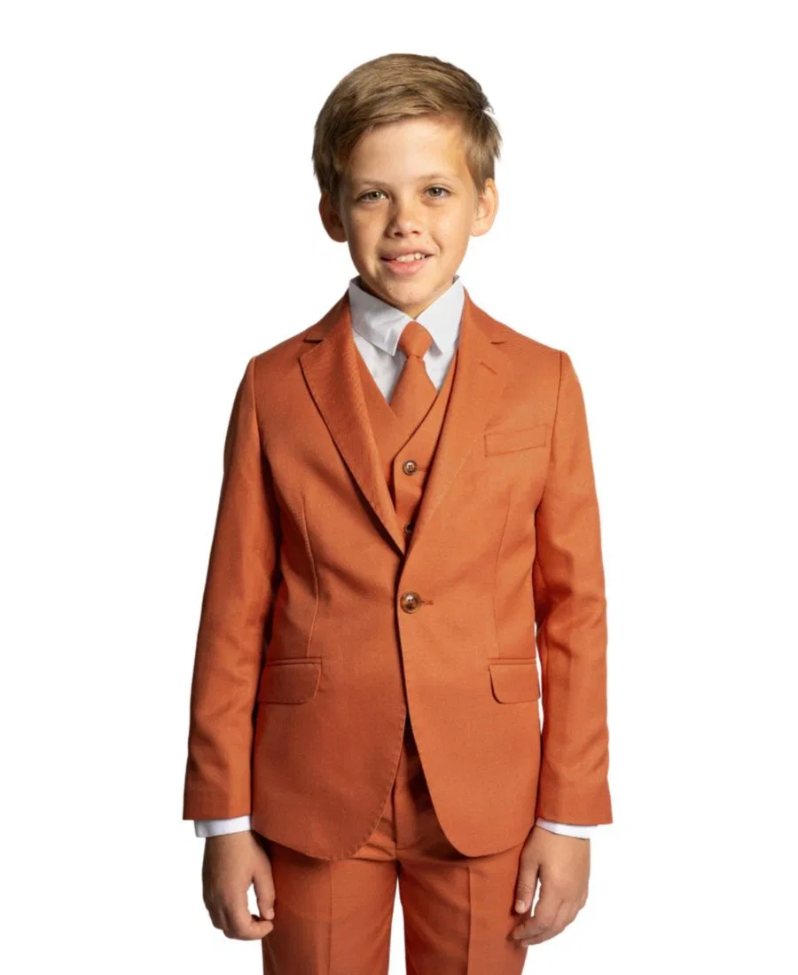 Костюм-пятерка с рубашкой, галстуком и жилетом, Slim Fit, Osiris Peanut Butter Collection, Terracotta — фото 2