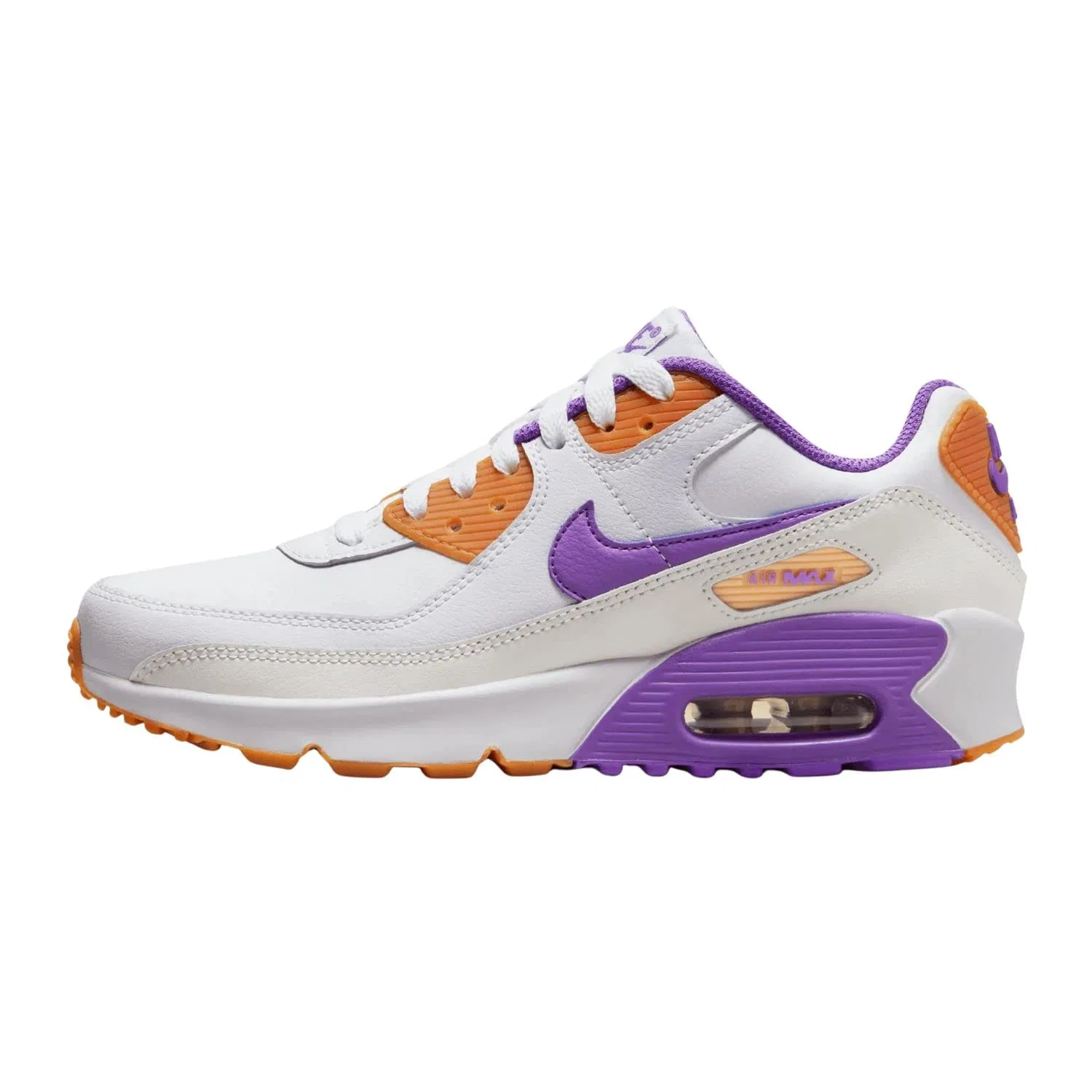 Детские кроссовки для мальчиков с амортизацией Air Max 90 LTR NIKE, White Action Grapes Ghost Cedar