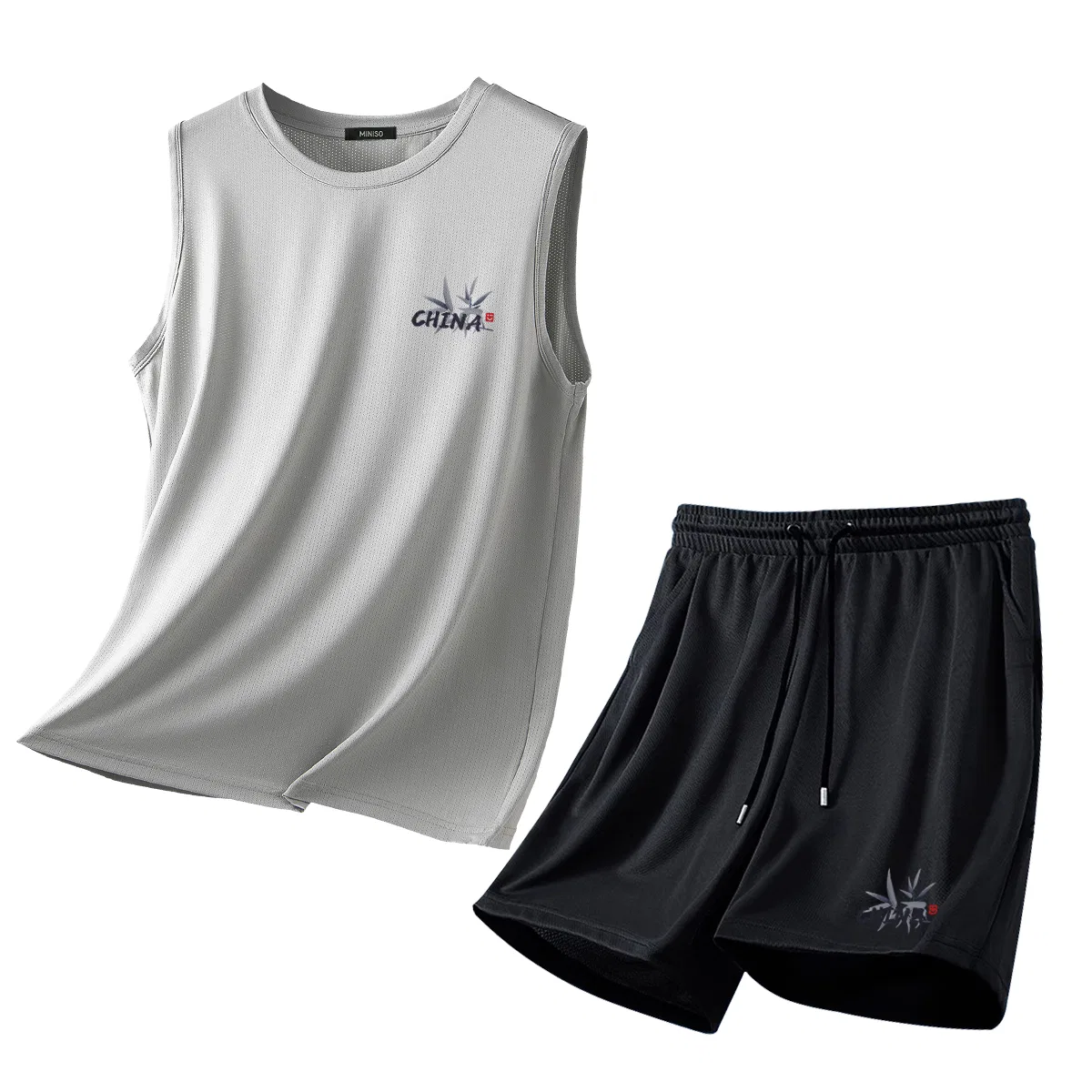 Детский спортивный комплект с логотипом MINISO, Light Gray+Black