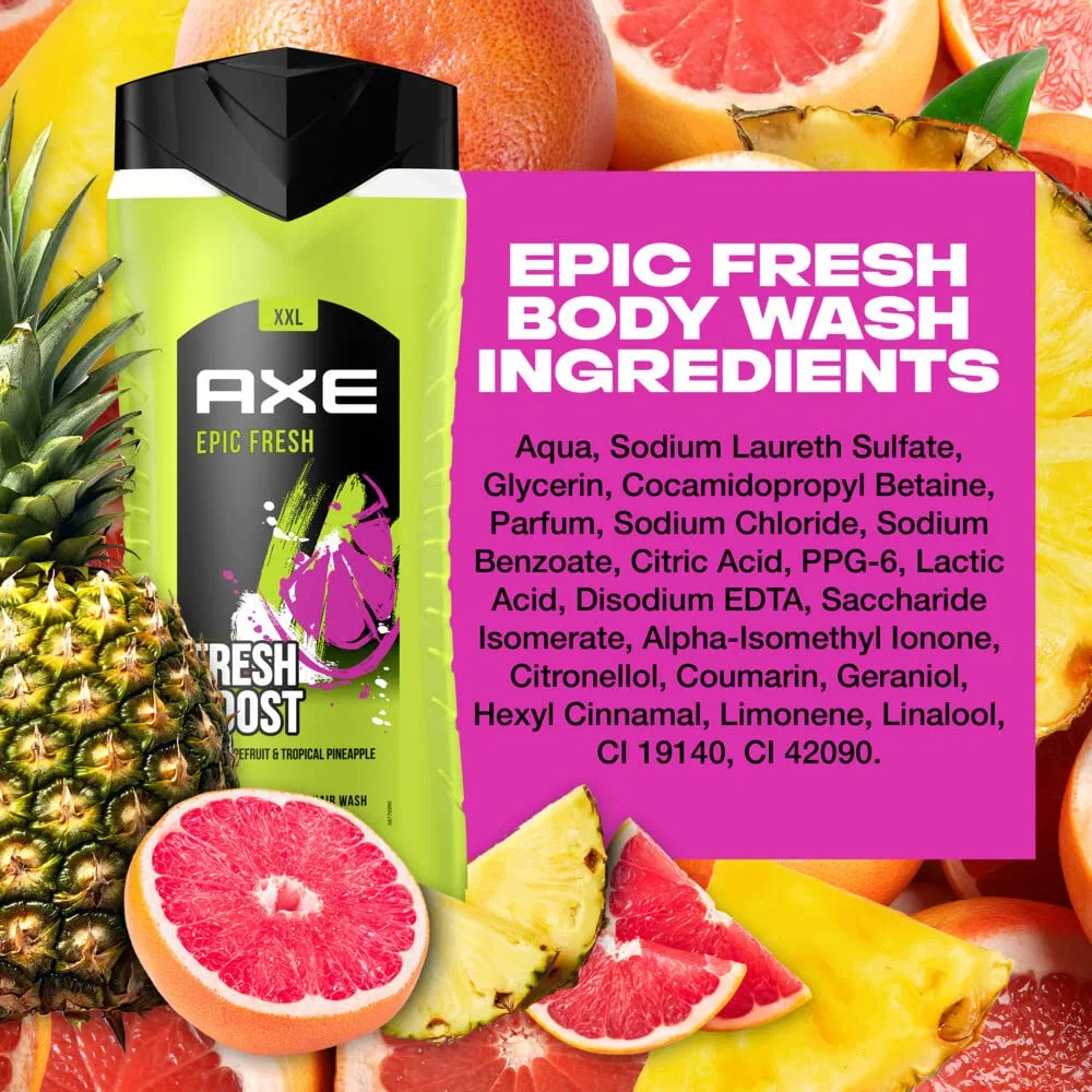 Гель для душа и шампунь 3-в-1 AXE Epic Fresh XL, 400 мл — фото 4