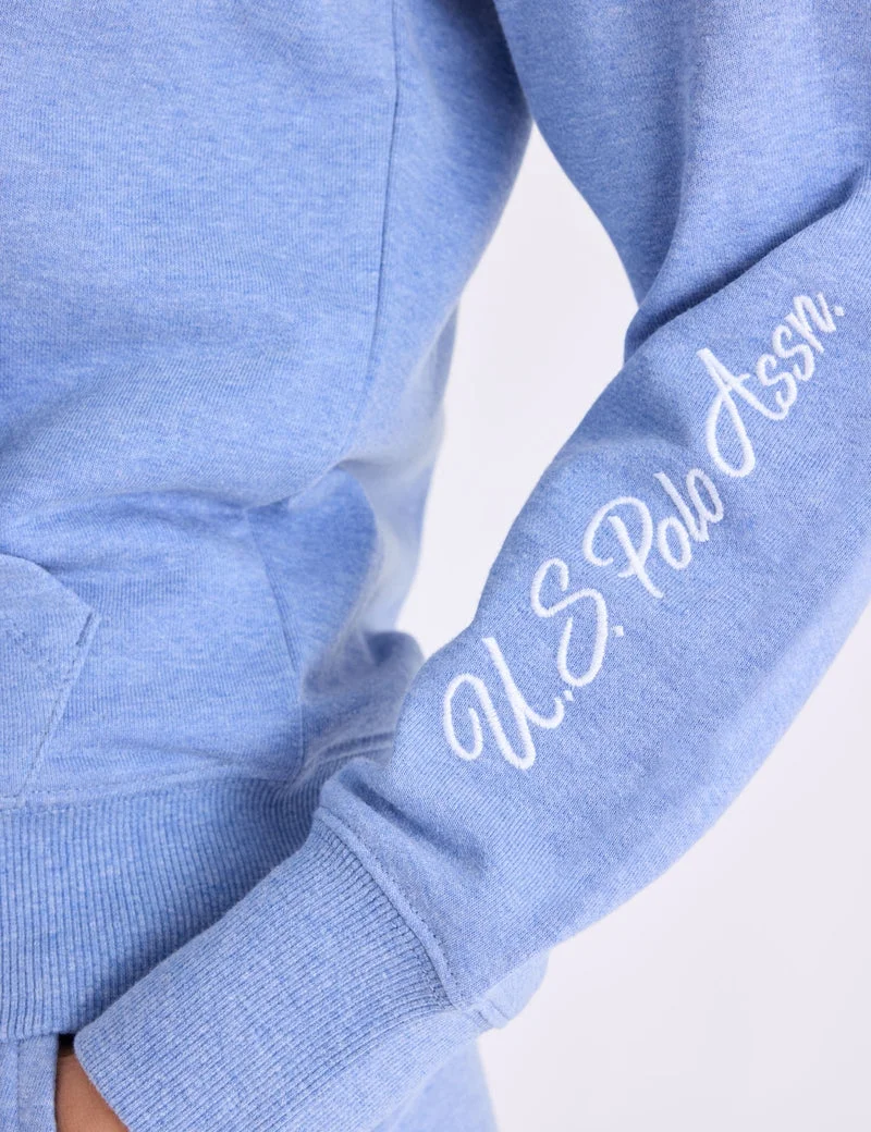Женское худи U.S. Polo Assn. French Terry Full Zip, светло-синий — фото 4