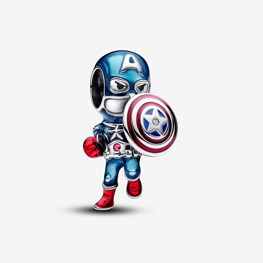 

Шарм Pandora Marvel The Avengers Captain America, серебро/красный, синий