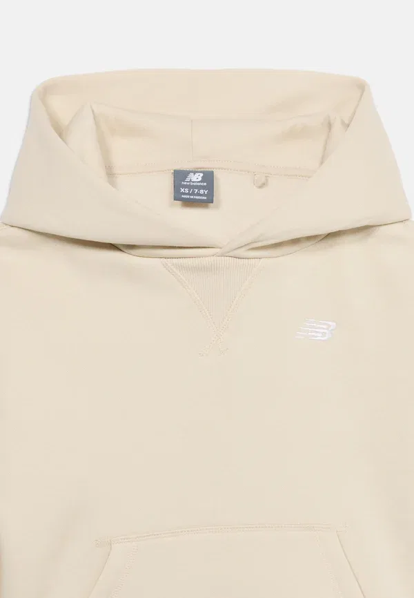 Худи с капюшоном из хлопка Girls brushback small logo New Balance, бежевый — фото 4