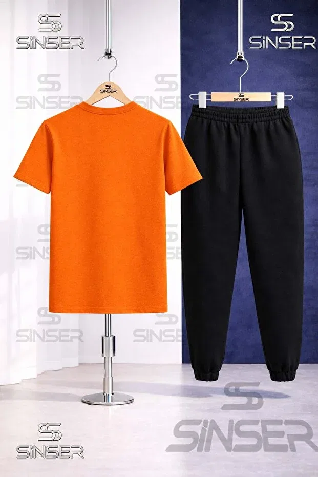 Детский комплект для мальчиков с принтом Ss Sinser, Orange - Black — фото 2